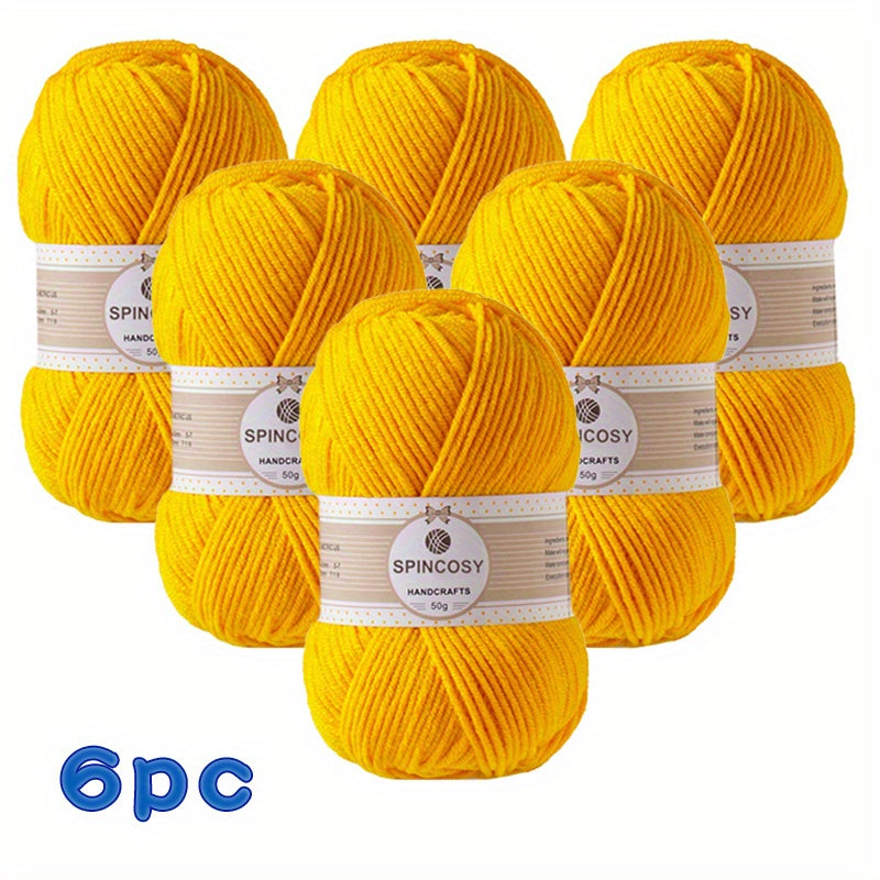 6 Solid Acrylic Yarn 4 ply Strands for Knitting & Crocheting Blanket Sweater Hat