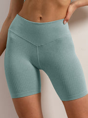Ribbed High Stretch Sports Shorts Seamless Yoga Fitness Workout Shorts