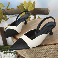 Cap Toe Kitten Heel Slingback Sandals