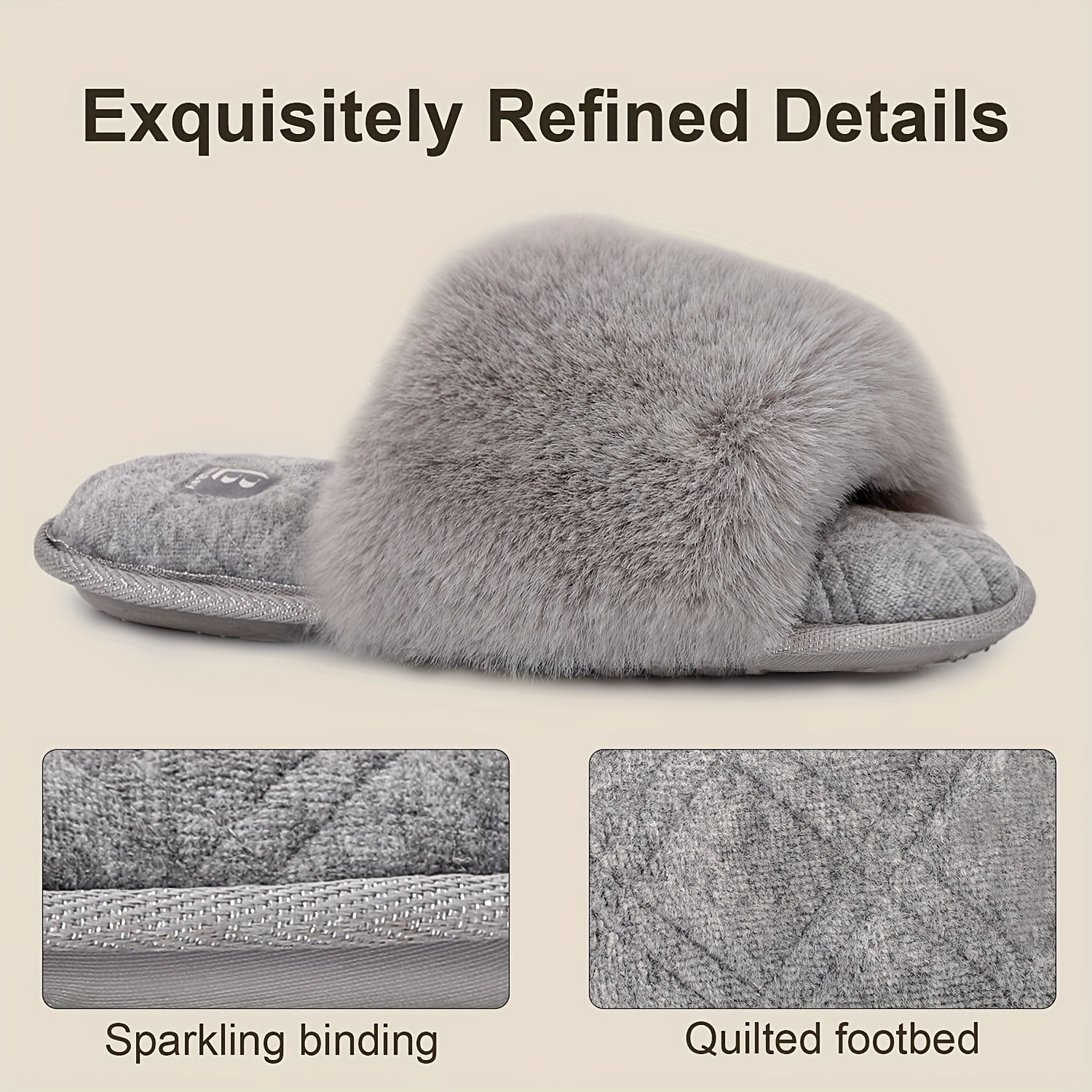 Women's Fluffy Slide Slippers Comfy Round Open Toe Slip On House Shoes