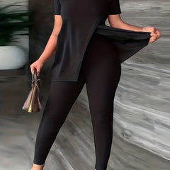 Casual Two piece Set Short Sleeve Tee & Slim Pants Outfits