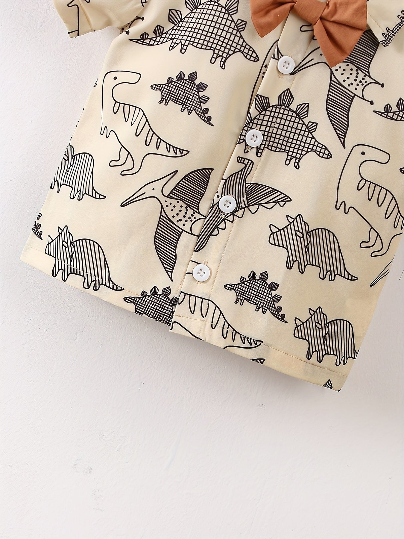 Baby Boys Preppy Style Outfit Graphic Shirt & Suspender Shorts