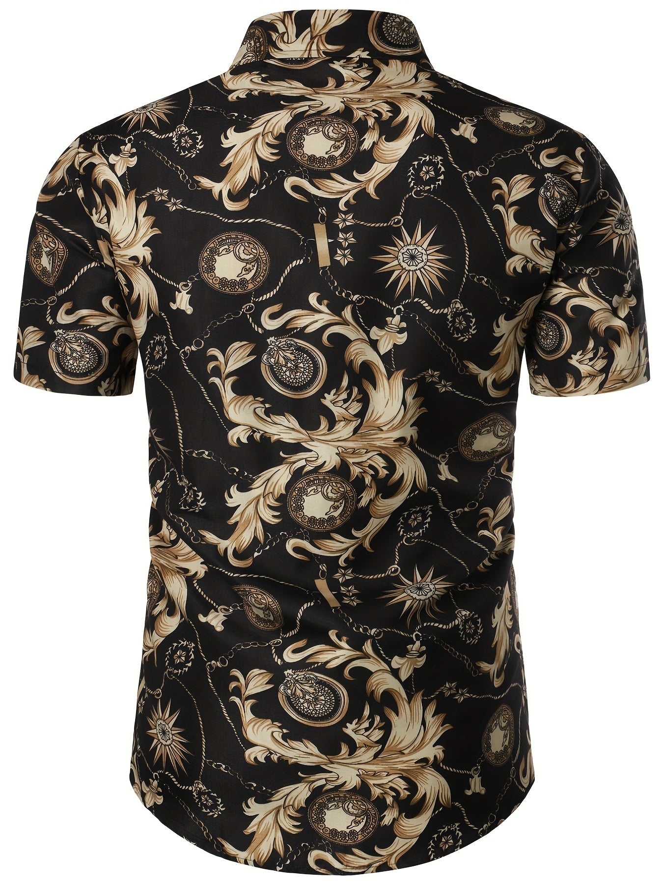 Baroque Style Print Men's Top Casual Short Sleeve Tee For Summer