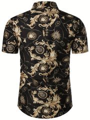 Baroque Style Print Men's Top Casual Short Sleeve Tee For Summer
