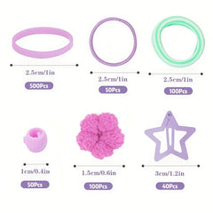 840pcs Baby Girls Colorful Hair Tie & Hairpins Headwear