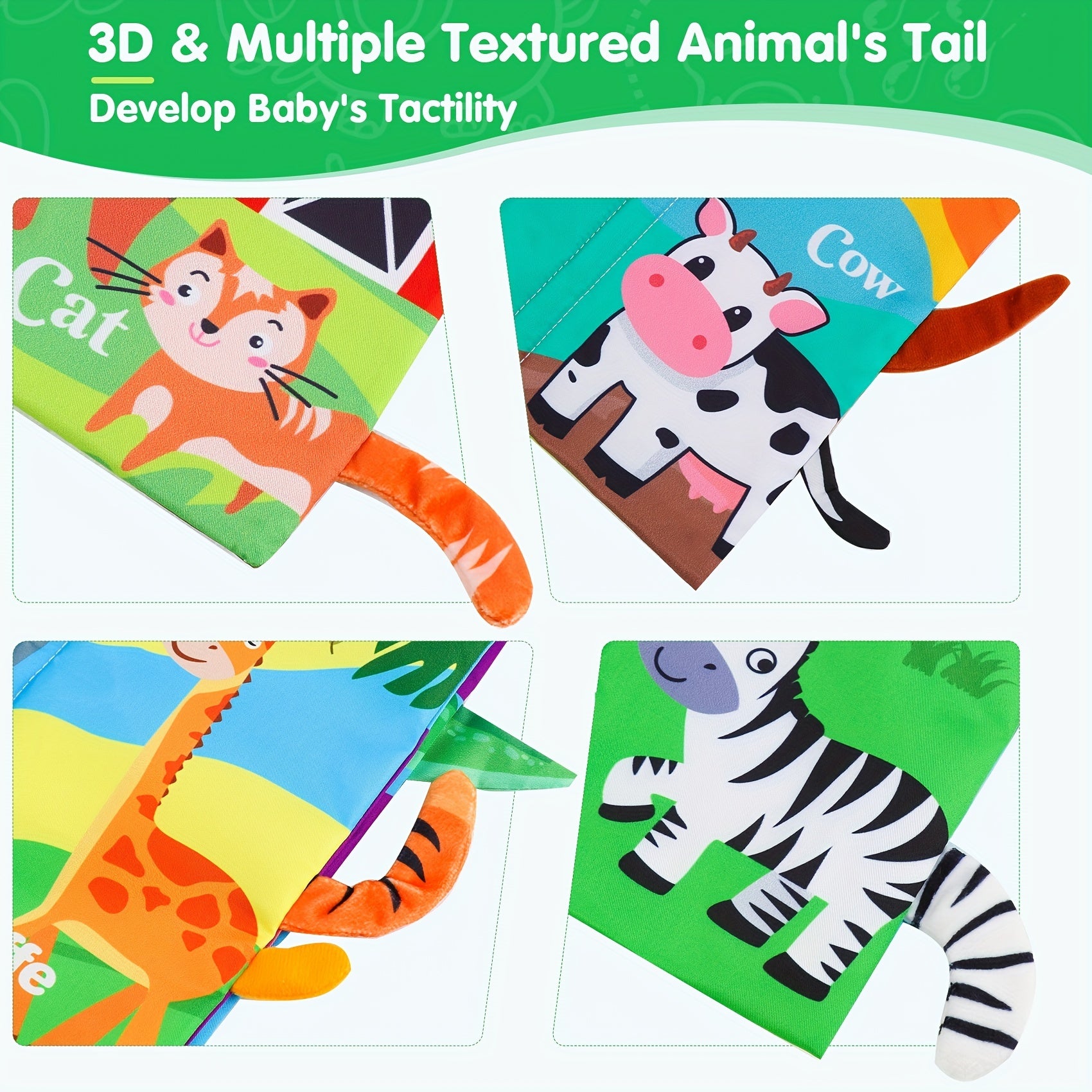 Soft Cloth Crinkle Books Sensory Toys for Infant Toddler