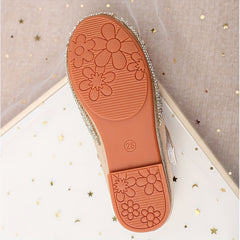 Sequin Dress Shoes For Girls Lightweight Non Slip Soft Flat Sole Shoes