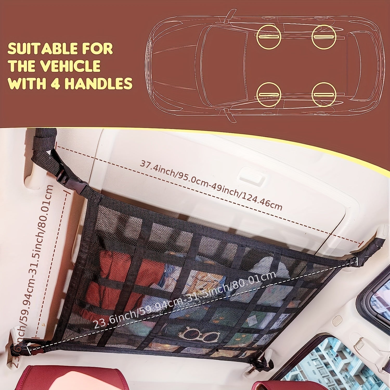 Car Ceiling Cargo Net Pocket Double Layer