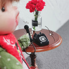 Vintage Red Rotary Telephone for Dollhouses