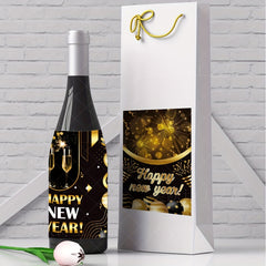 8pcs Happy New Year Wine Bottle Stickers Self-adhesive Party Decoration
