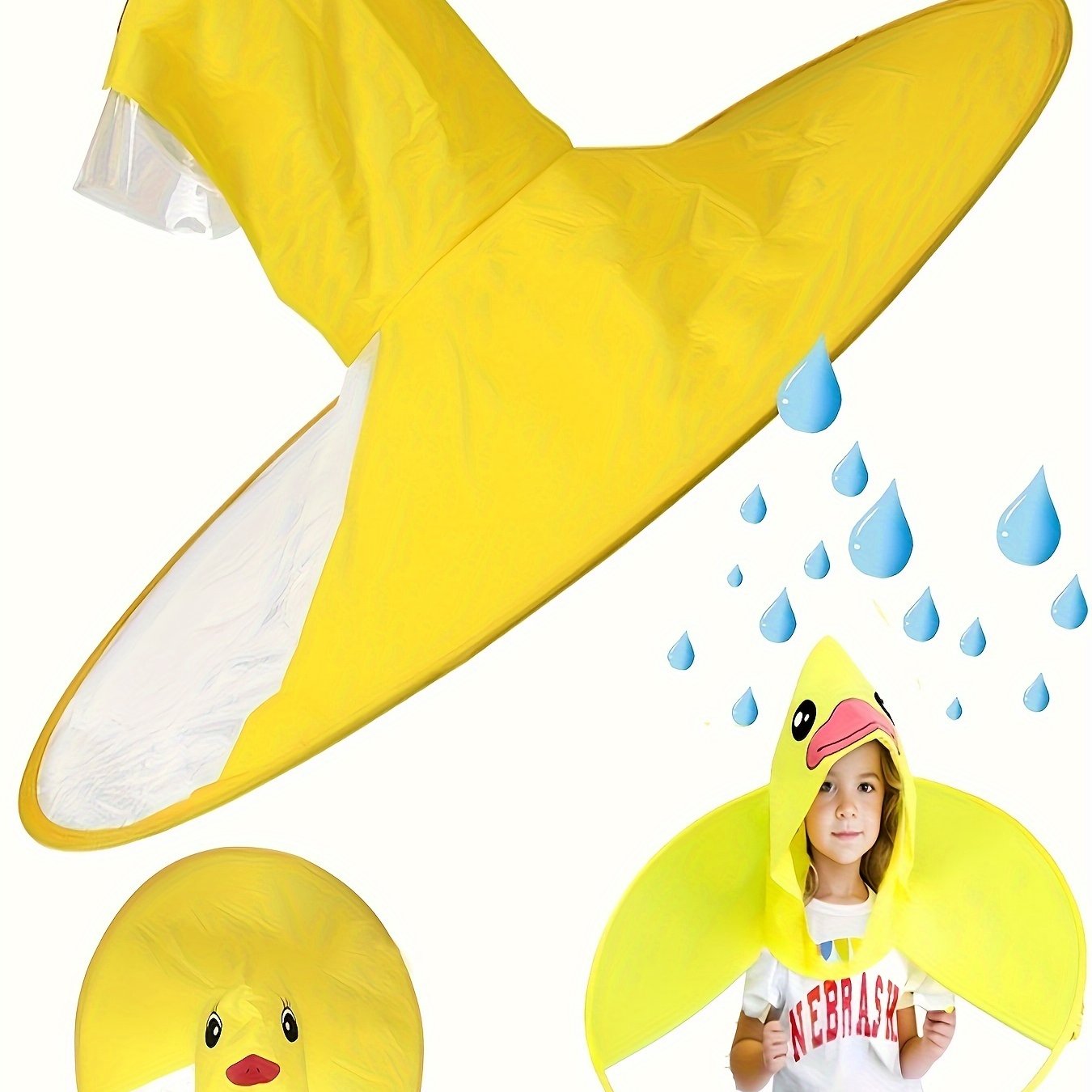 Kids Duck Raincoat Cloak PVC Poncho Gift
