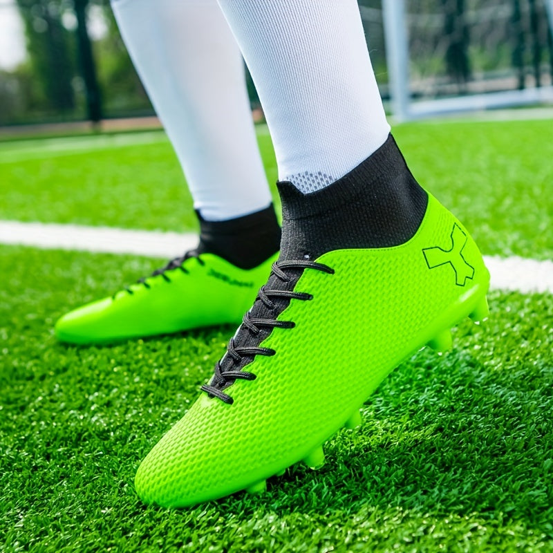High Top AG Cleat Football Boots for Men Anti Skid Breathable Lace Up Soccer Cle