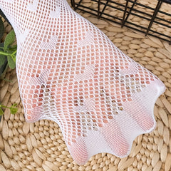 Girls Solid Mesh Heart Stockings Breathable Pantyhose Legging Tights