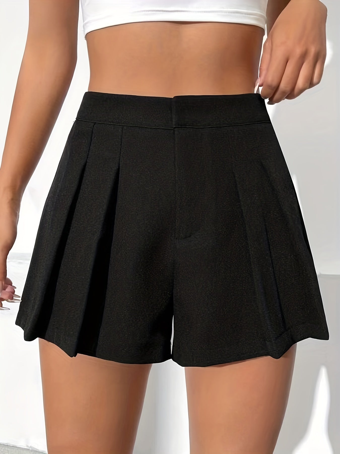High Waist Pleated Shorts for Women