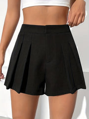 High Waist Pleated Shorts for Women