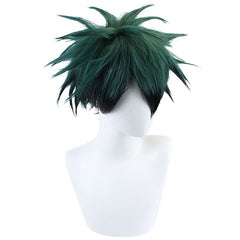 Men's Green Gradient Short Curly Anime Wig