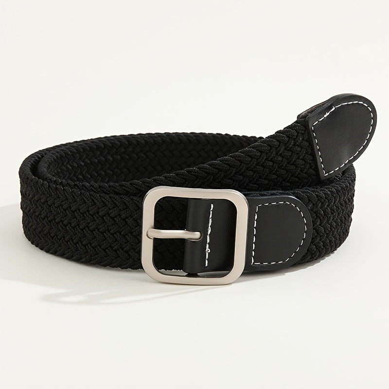 Geometric Buckle Belt Braided Stretch Boho Belt
