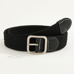 Geometric Buckle Belt Braided Stretch Boho Belt