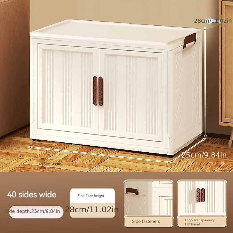 Foldable Storage Cabinet With Wheels & Doors 5 Layers