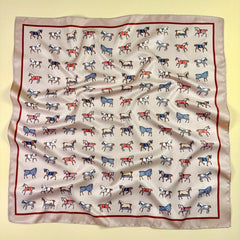Yellow Horse Pattern Satin Square Scarf Head Wraps Neckerchief For Women