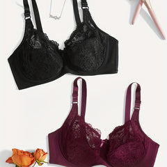 2 Pack Plus Size Lace Underwire Bra Set