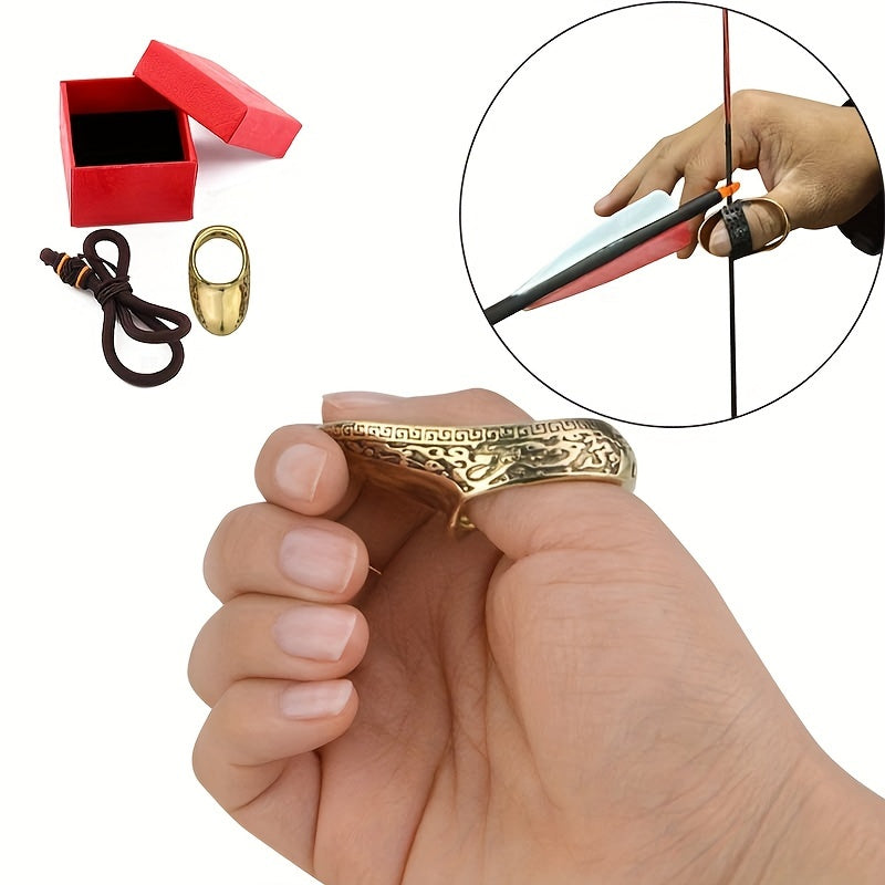 Archery Thumb Ring with Engraving Pattern, Copper Material