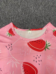 Women's Plus Strawberry Print Pajamas Set 3 Piece