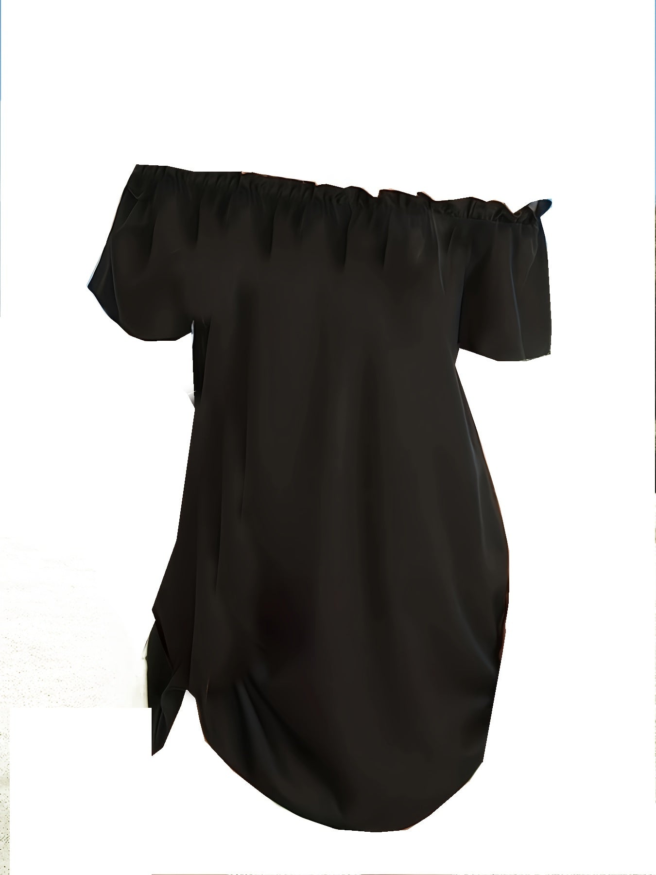 Off Shoulder Ruffle Trim Dress Casual Short Sleeve Loose Dress