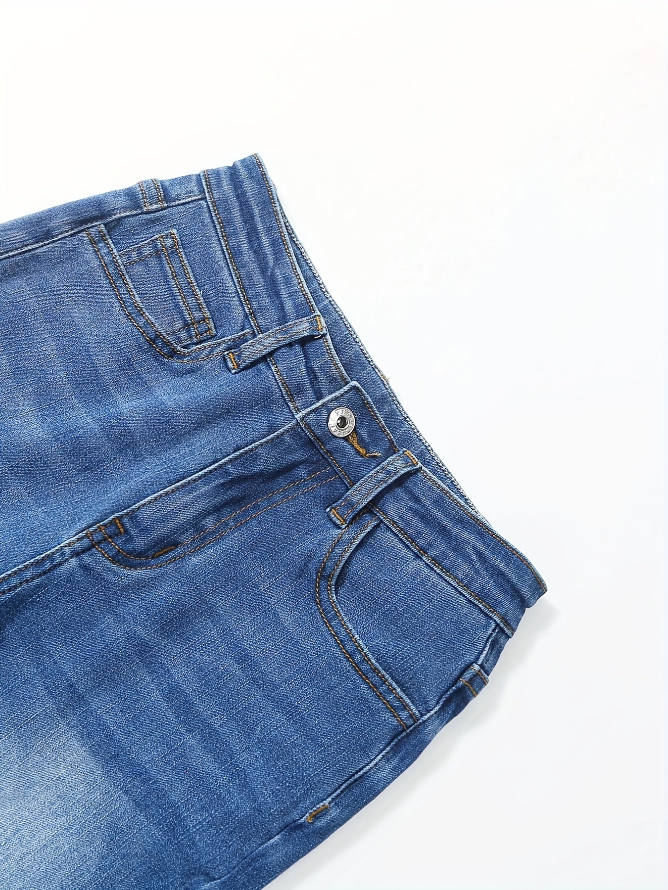 Kids Girls Stretch Denim Pants Zip Fly Casual Street Outfit