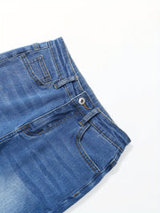 Kids Girls Stretch Denim Pants Zip Fly Casual Street Outfit