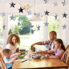 Silver Star Hanging Banner 3.99m Wedding Baby Shower Birthday Decor