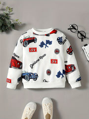 Toddler Boys Car Print Long Sleeve Sweatshirt