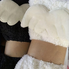 2 Pairs Angle Wings Decor Socks Comfy & Fuzzy Warm Socks Women's Stockings