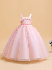 Girls Formal Dress Birthday Party Dress Flowers Decor Maxi Dress