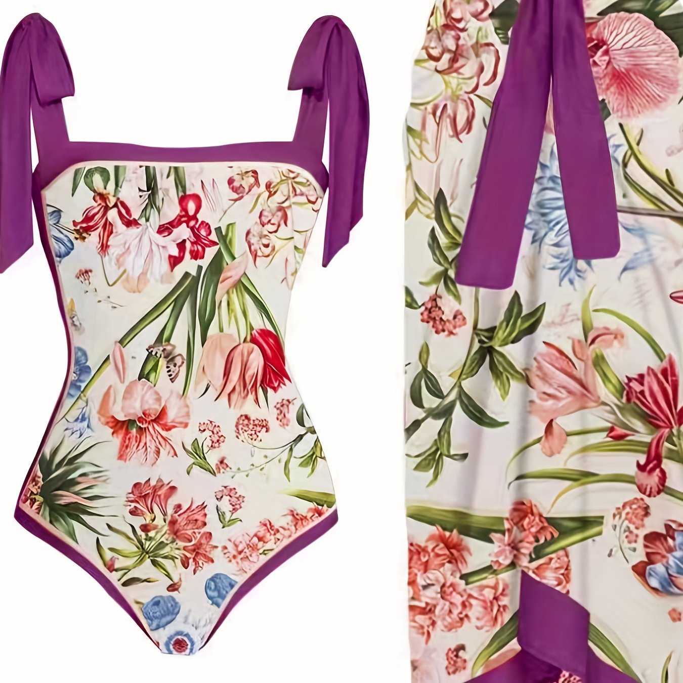Floral Print Tankini Set with Skirt