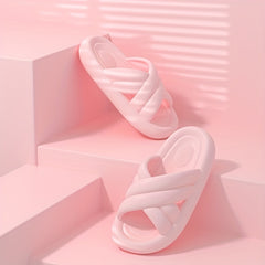 Cross Strap Slides Soft Sole Slip On Pillow Slides Comfortable Bathroom Shoes