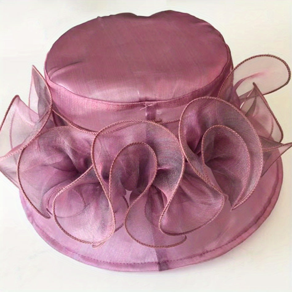 Mesh Flower Organza Sun Hat Breathable Bucket Hat Lightweight Derby Hat