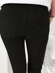 Drawstring Long Length Pants Casual Solid Pants With Pockets