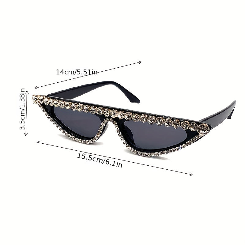Y2K Rhinestone Cat Eye Sunglasses Small Frame Stylish Women Eyewear