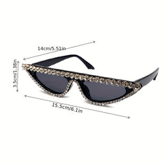 Y2K Rhinestone Cat Eye Sunglasses Small Frame Stylish Women Eyewear