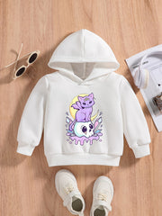Baby Cartoon Kitty & Skull Halloween Hoodie Kids Pullover