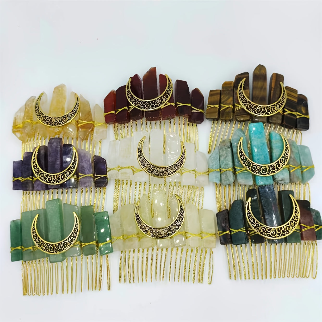 Crystal Quartz Mermaid Hair Comb Natural Stones Hair Accessories