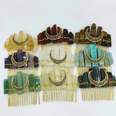 Crystal Quartz Mermaid Hair Comb Natural Stones Hair Accessories