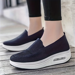 Women's Knit Slip-On Sneakers Air Cushion Comfort Walking Shoes
