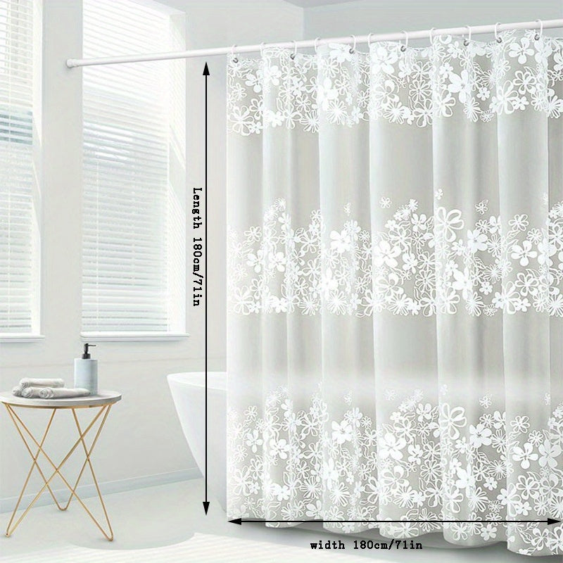 Frosted Flower Shower Curtain PEVA Lining Waterproof Durable