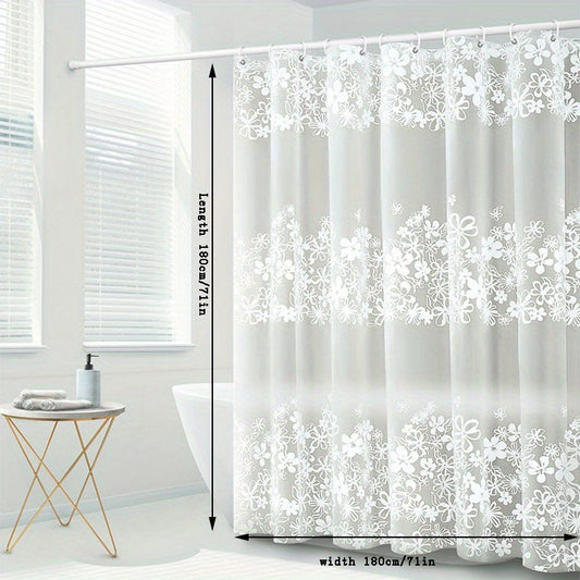 Frosted Flower Shower Curtain PEVA Lining Waterproof Durable