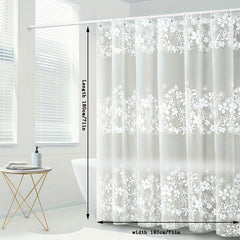 Frosted Flower Shower Curtain PEVA Lining Waterproof Durable