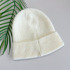 Gothic Cross Embroidery Beanie Apricot Unisex Knit Hat Elastic