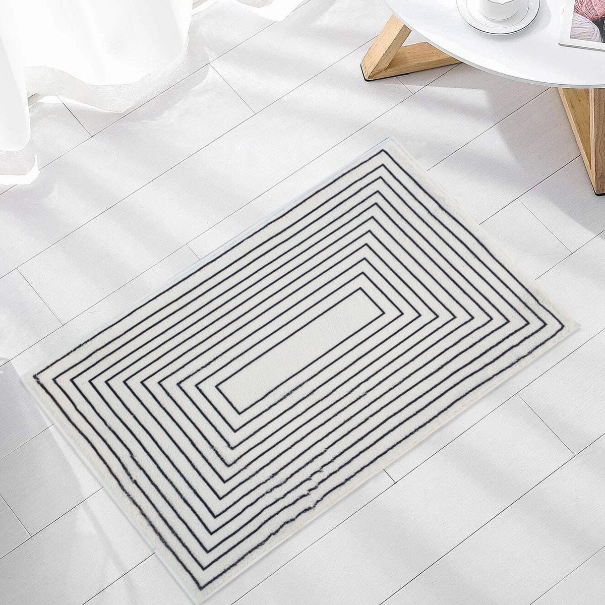 Modern Fabric Floor Mat TPR Bottom Indoor Living Room Carpet 23.6x35.4in