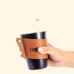 2pcs Faux Leather Cup Protective Cover Anti Scald And Non-slip Cup Sleeve